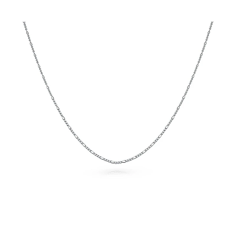 Bling Jewelry Thin Lightweight 1.2MM Strong Solid Sterling Silver Figaro Link Chain Necklace 14 Inch
