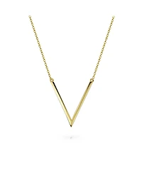 Bling Jewelry Minimalist Geometric Chevron V Pendant Necklace 14K Gold Plated Silver