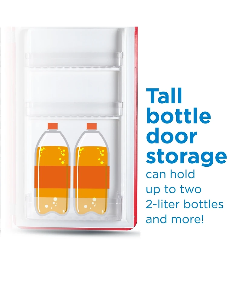 Commercial Cool 3.2 Cu. Ft. Refrigerator With Freezer, Vintage Style Refrigerator, Slide-Out Glass Shelves & Tall Bottle Storage, Retro Fridge