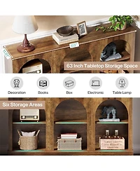 Tribesigns Farmhouse Console Table, 63-Inch Long Entryway Table with 3 Tier Storage, Wooden Rectangular Sofa Table Behind The Couch