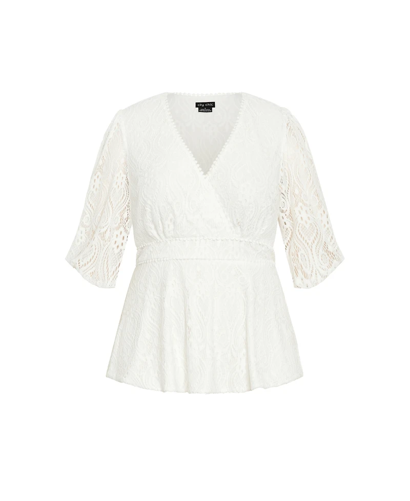 City Chic Plus Christa Lace Top