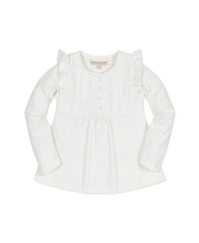 Hope & Henry Baby Girls Long Sleeve Flutter Pintuck Knit Top