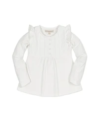 Hope & Henry Baby Girls Long Sleeve Flutter Pintuck Knit Top