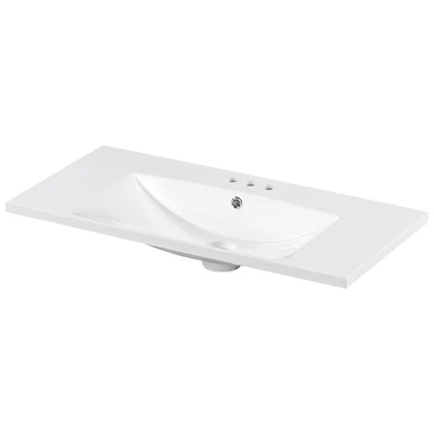 36" Single Bathroom Basin Sink, Vanity Top Only, 3-Faucet Holes, Resin