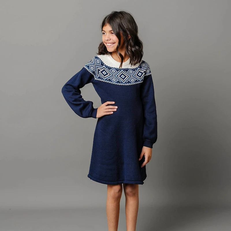Hope & Henry Toddler Girls Organic Fair Isle Raglan Sweater Dress