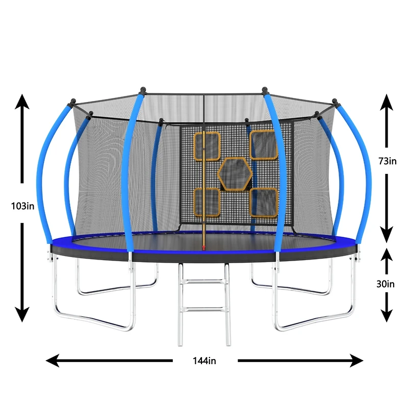 Streamdale Furniture 12FT Trampoline with Enclosure - Recreational Trampolines with Ladder, Astm Approval Outdoor Trampoline for Kids