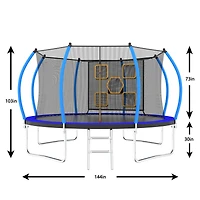 Streamdale Furniture 12FT Trampoline with Enclosure - Recreational Trampolines with Ladder, Astm Approval Outdoor Trampoline for Kids