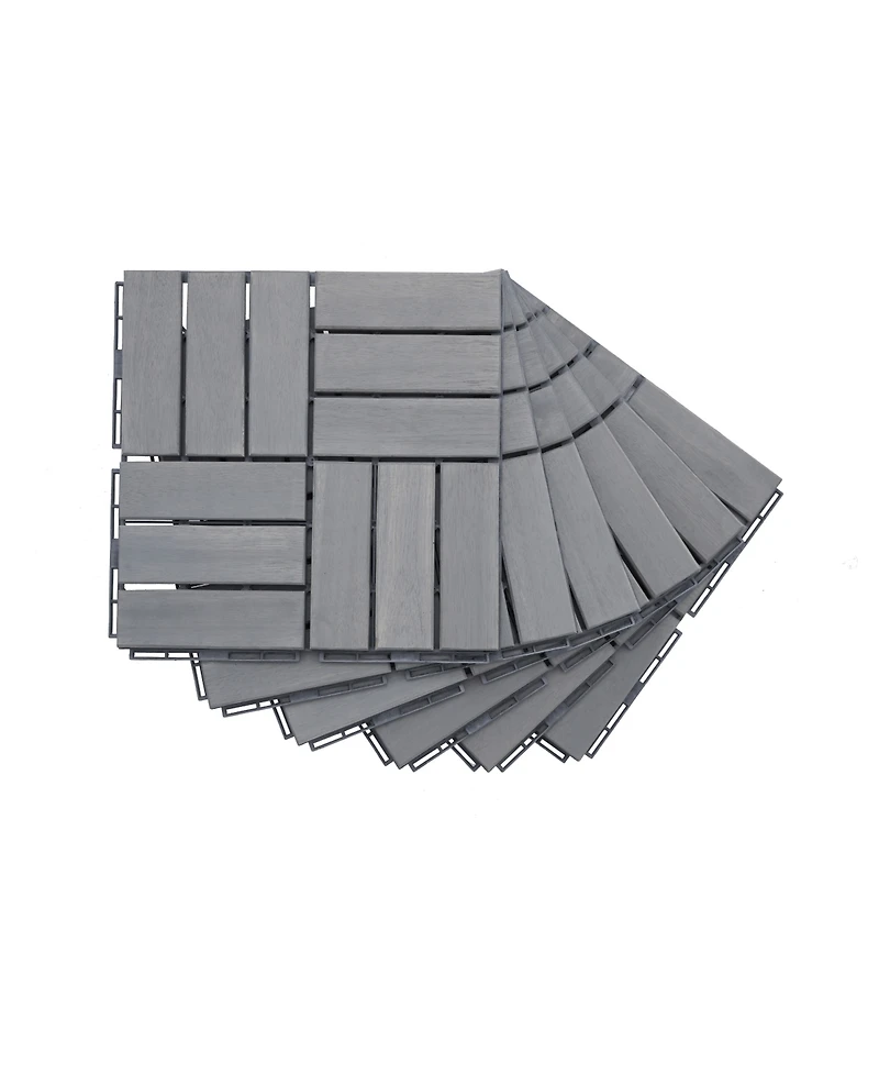 Streamdale Acacia Hardwoods Deck Tiles, 12" x 12", Light Gray