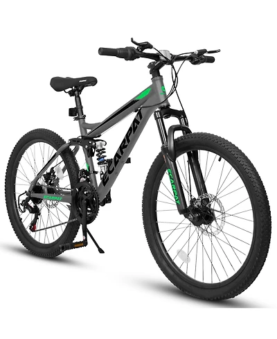 Streamdale Furniture Mountain Bike 24 Inch Wheels, 21-Speed Full Suspension Mens Womens Trail Commuter City Mountain Bike, High Carbon Steel Frame Dis