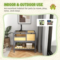 Streamdale Furniture Tortoise Habitat with Shelf Storage, Tortoise Enclosure with Weather Protection, Tortoise Gift Accessory, Reptile Enclosure with