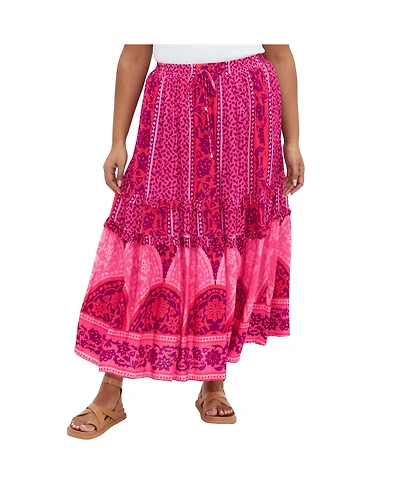 City Chic Plus Samara Print Skirt