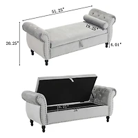 Streamdale Multifunctional Velvet Ottoman Bench with Pillow