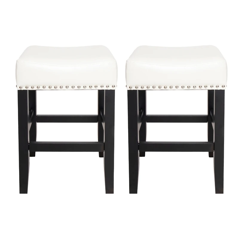 Streamdale Furniture 26-Inch Backless Ivory Leather Counter Stool (Set Of 2)