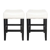 Streamdale Furniture 26-Inch Backless Ivory Leather Counter Stool (Set Of 2)