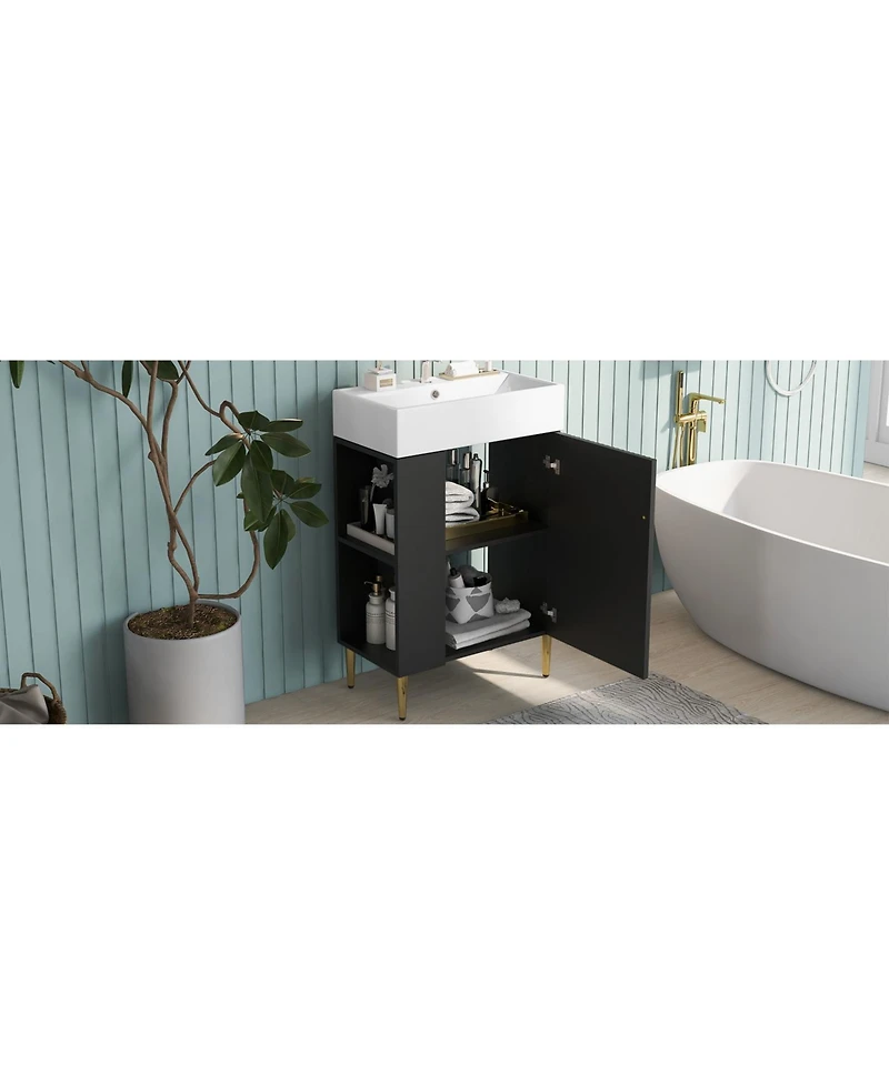 Streamdale 21.6" Black Vanity with Sink and Left Storage
