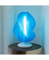 Jonathan Y Gema 13.5" Mid-Century Coastal Plant-Based Pla 3D Printed Dimmable Led Table Lamp, Clear Blue/White