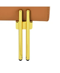 Streamdale Orange Leather Storage Ottoman with Golden Legs