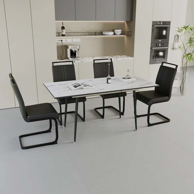 Streamdale Expandable Dining Set for 2-6 with C-Shape Dining Chairs