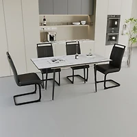 Streamdale Expandable Dining Set for 2-6 with C-Shape Dining Chairs