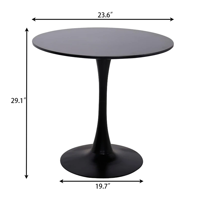 Streamdale Furniture Black Round Table, Modern Dining Table, Mdf Top and Steel Base Tulip Round Kitchen Table, Mid Century Coffee Table for Living Roo