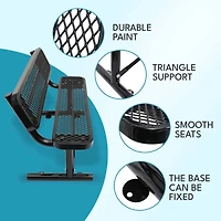Streamdale 4 ft. Outdoor Steel Bench with Backrest in Black