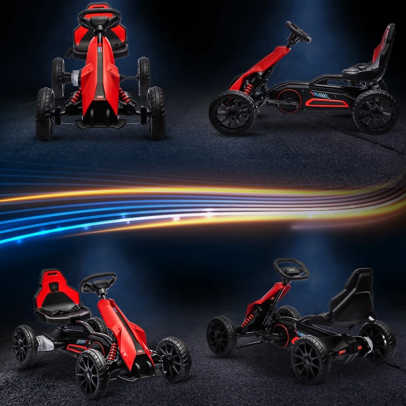 12V Electric Go Kart for Kids, Outdoor Ride-On Toy with Forward Backward Drive & Adjustable Speed, Gift for Child 3-8 Years Old, Red