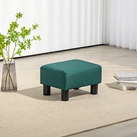Ottoman Foot Rest, Small Foot Stool with Linen Fabric Upholstery and Plastic Legs, Cube Ottoman for Living Room, Green
