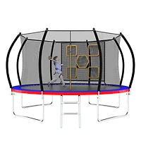 Streamdale Furniture 12FT Trampoline with Enclosure - Recreational Trampolines with Ladder, Astm Approval Outdoor Trampoline for Kids