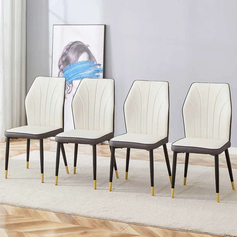 Streamdale 4 modern dining chairs with stylish Pu patterned backrest