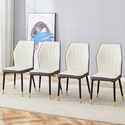 Streamdale 4 modern dining chairs with stylish Pu patterned backrest