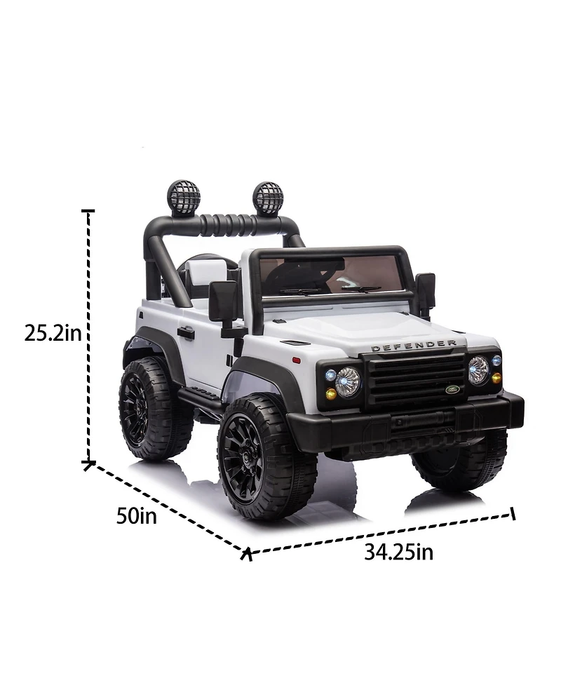 Streamdale Furniture Licensed 2015 Land Rover Defender 90,24V Kids Ride On Xxl Car W/Parents Control,2wd, Four-wheel suspension, Bluetooth, MP3,Music,