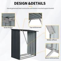 3ft x 5ft Outdoor Meta Firewood Rack, Open Wood Shed For Firewood, Pellet, or Lumber Storage, Black