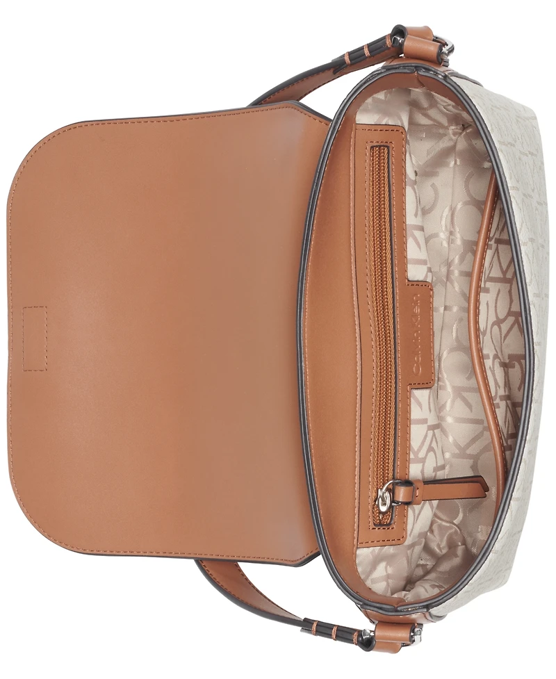 Calvin Klein Millie Signature Flap Convertible Small Shoulder Bag