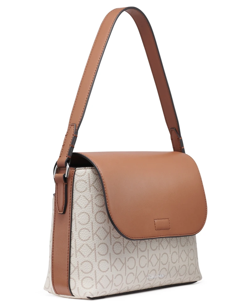 Calvin Klein Millie Signature Flap Convertible Small Shoulder Bag