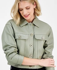 Michael Michael Kors Women's Button-Front Leather Jacket