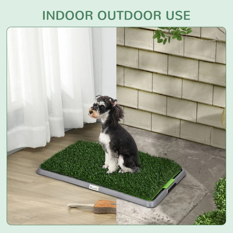 Dog Grass Pad with Tray, 26" x 16", Grass Pad for Potty Training Dogs, 2 Pack of Artificial Washable Grass Pee Pads for Indoor Outdoor Use,