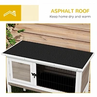 Streamdale Furniture Elevated Wooden Rabbit Hutch, Indoor/Outdoor Bunny Cage with Hinged Asphalt Roof and Removable Tray for Single, Dwarf, or Guinea