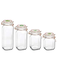 Circleware Herbs Decal Glass Canisters with Ceramic Lid, Set of 4