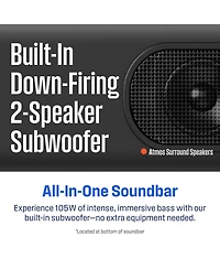 Westinghouse 3.1.2 Channel All-in-One Soundbar with Dolby Atmos and Dolby Digital Plus, Built-in Subwoofer and Dolby Atmos Height Speakers, Bluetooth