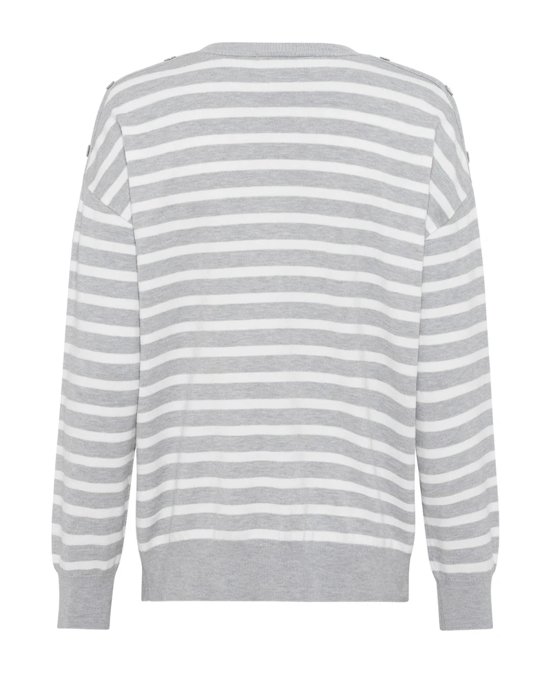 Olsen Women's Long Sleeve Striped V-Neck Pullover