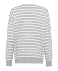 Olsen Women's Long Sleeve Striped V-Neck Pullover
