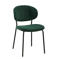 Streamdale Furniture Dark Green Boucle Fabric Dining Chairs Set of 4,Modern Dining Room Chairs with Black Metal Legs, Armless Kitchen Chair for Dining