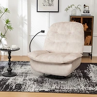 Streamdale Gold-Stamped Velvet Recliner w/ Phone Holder