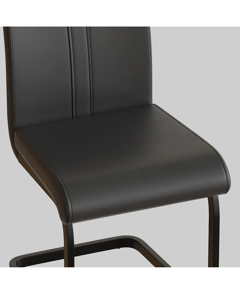 Streamdale Modern Pu Faux Leather Upholstered Dining Chairs (Grey, Set of 2)