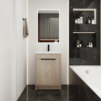Eco-Friendly Freestanding Bathroom Vanity with Adjustable Shelves and Soft-Closing Doors
