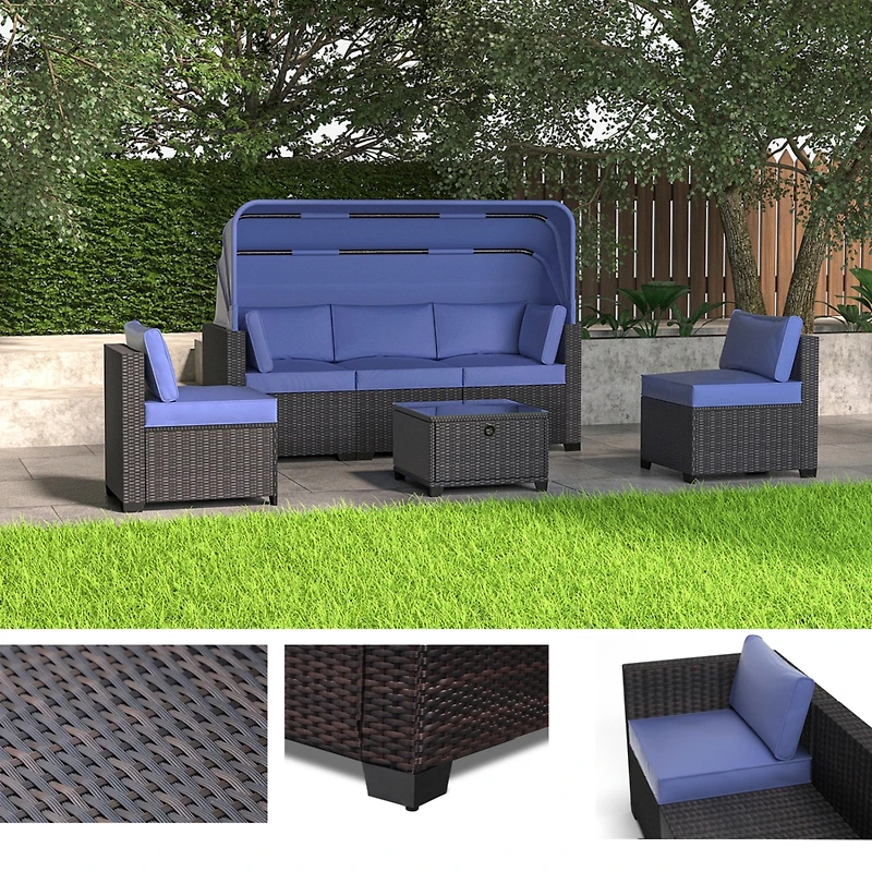 Streamdale Outdoor Daybed with Canopy and Ottoman