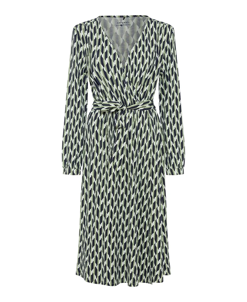 Olsen Women's Faux Wrap A-Line Retro Print Dress