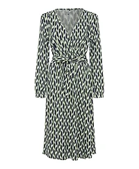 Olsen Women's Faux Wrap A-Line Retro Print Dress