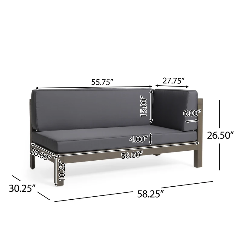 Streamdale Brava X-Back Right Corner Bench, Dark Grey