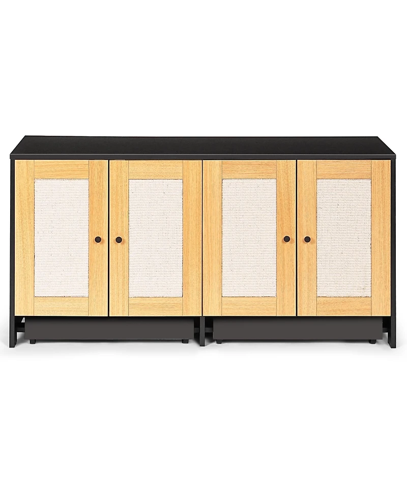 Streamdale Hidden Litter Box Furniture with Double Rattan Doors